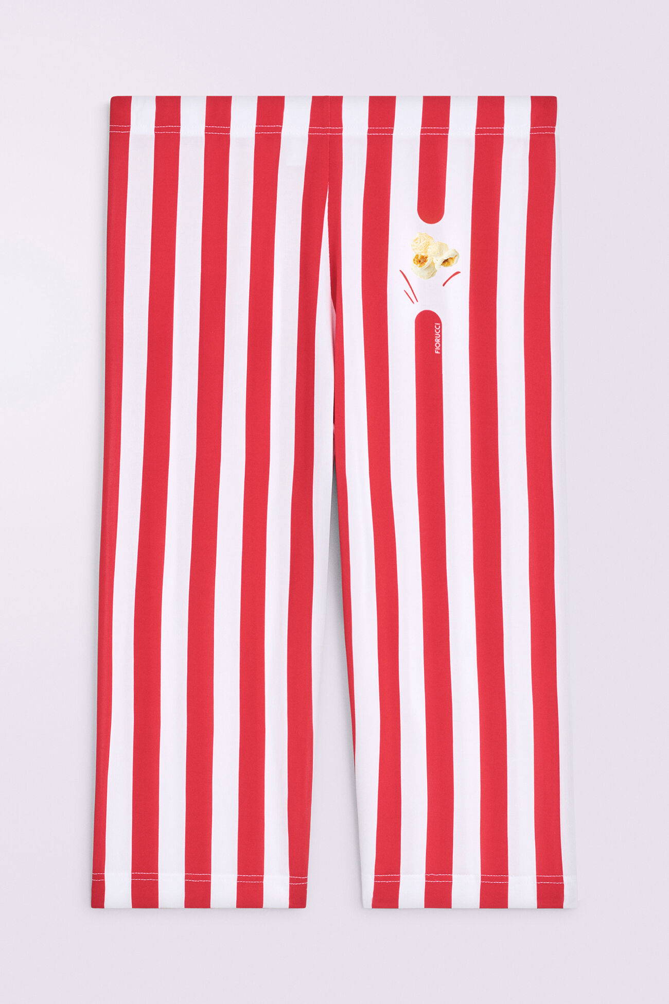 Striped Popcorn Print Biker Shorts Red